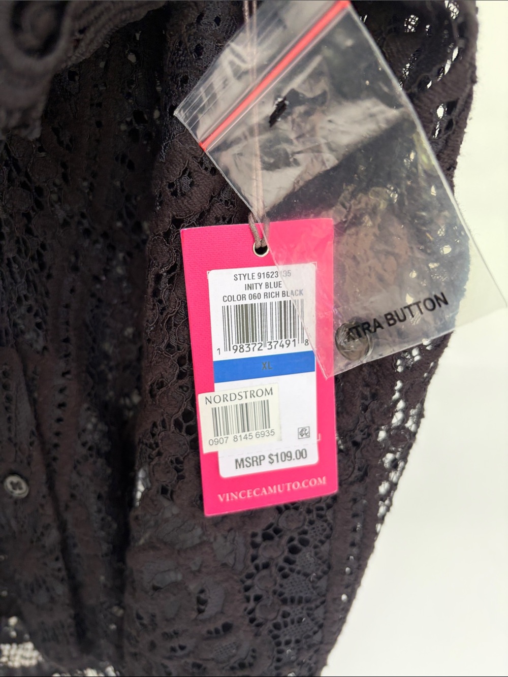 Vince Camuto Black Lace Button Blouse - Picture 3 of 6